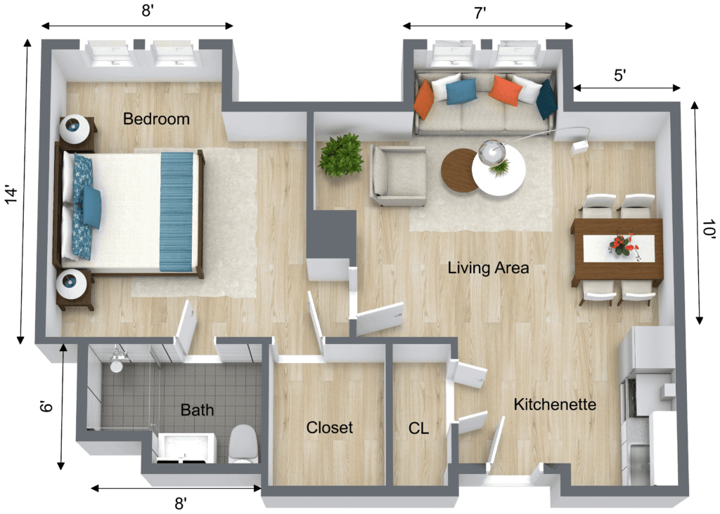 1 Bedroom Floor Plan Concord Park Senior Living