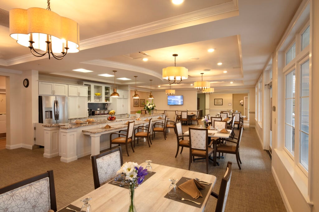 Memory care dining room at SLR Marlboro assisted living