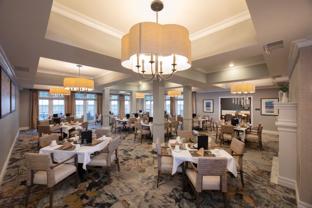 A large dining room area at SLR Marlboro assisted living