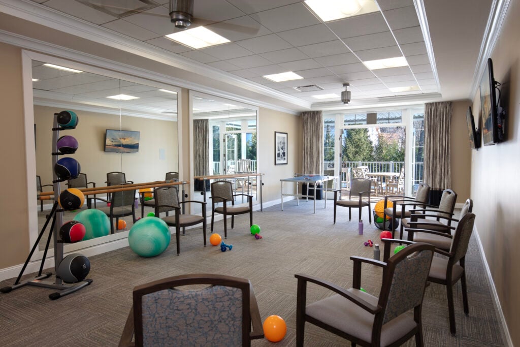 Fitness room at SLR Marlboro assisted living