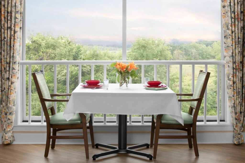 The Anchor Bay East Providence dining room with an outdoor view.