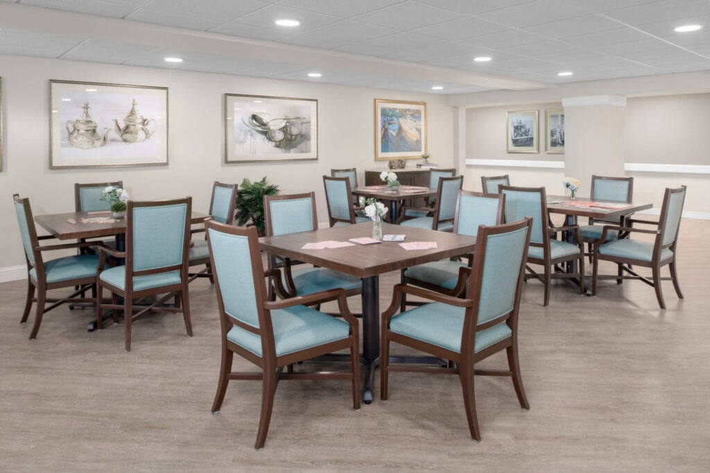 The Anchor Bay Greenwich Assisted Living community room in East Greenwich.