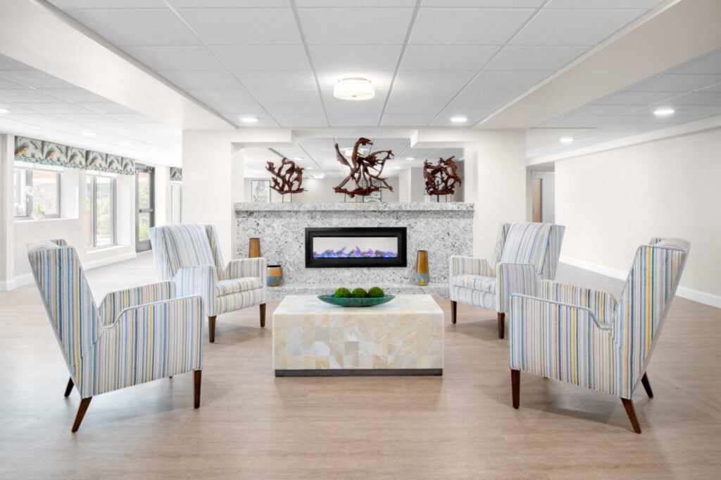 A bright, open sitting area at Anchor Bay Greenwich in East Greenwich.