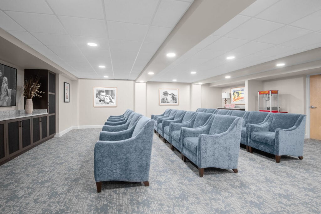 The Anchor Bay Greenwich Assisted Living movie theater in East Greenwich.