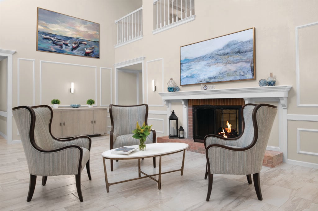 The lobby at Anchor Bay East Providence.