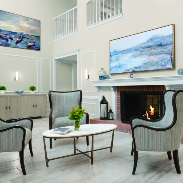 The lobby at Anchor Bay East Providence.