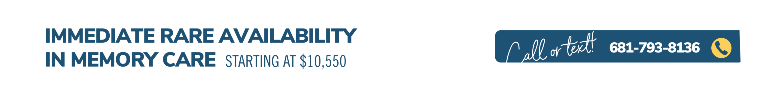 Immediate rare availability in Memory Care starting at $10,550. Call or text 781-793-8136