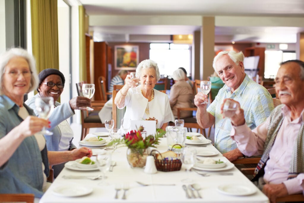 Seniors enjoying a meal together