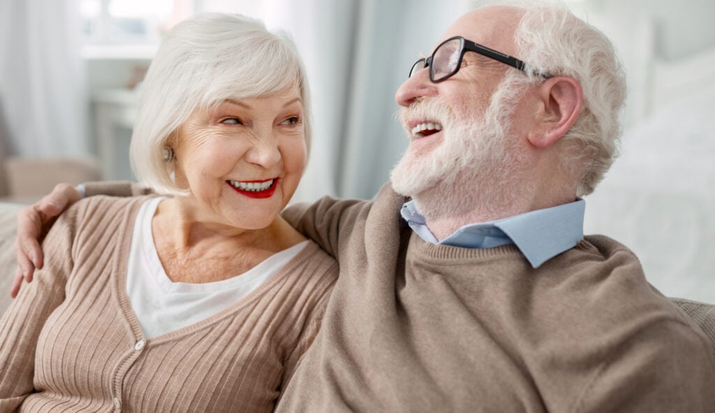 Senior couple laughing