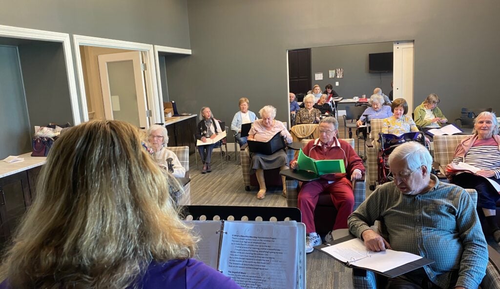 Seniors gathered for singing activity